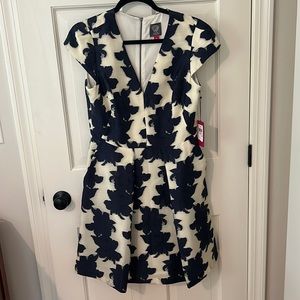 Vince Camuto Navy Floral Dress